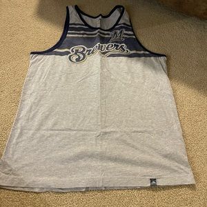 Majestic Milwaukee Brewers Tank Top, Large, Gray